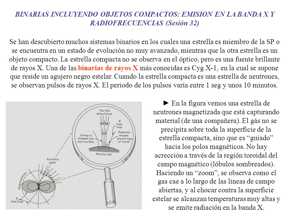 BINARIAS INCLUYENDO OBJETOS COMPACTOS: EMISION EN LA BANDA X Y RADIOFRECUENCIAS (Sesión 32)