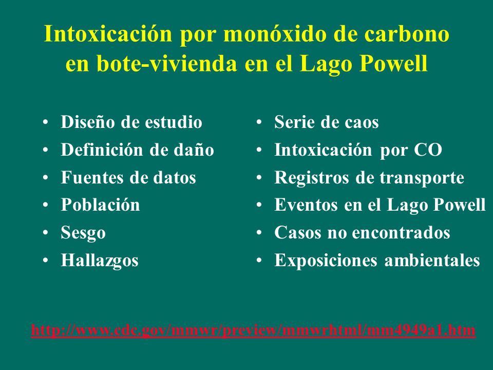 Intoxicación por monóxido de carbono en bote-vivienda en el Lago Powell