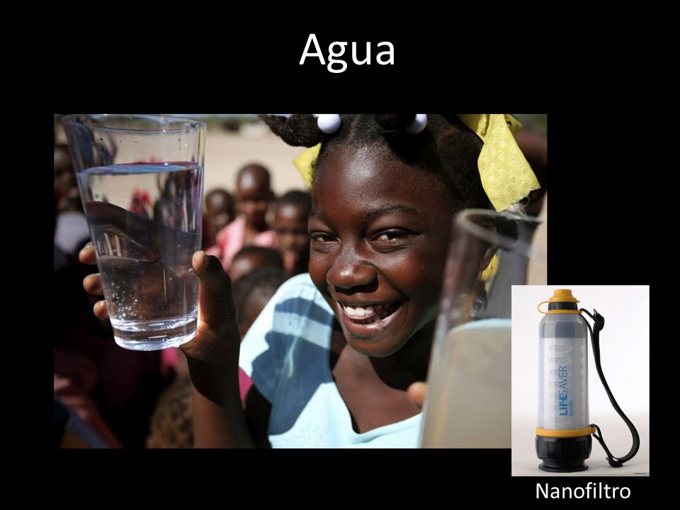 Agua Otro nuevo uso de las nanotecnologías es en filtros de agua. Realiza la demostración: Explorando tamaños: clasificador de pelotas.