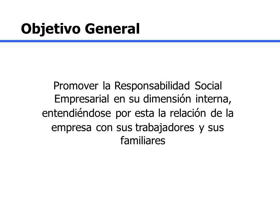 Objetivo General Promover la Responsabilidad Social Empresarial en su dimensión interna, entendiéndose por esta la relación de la.