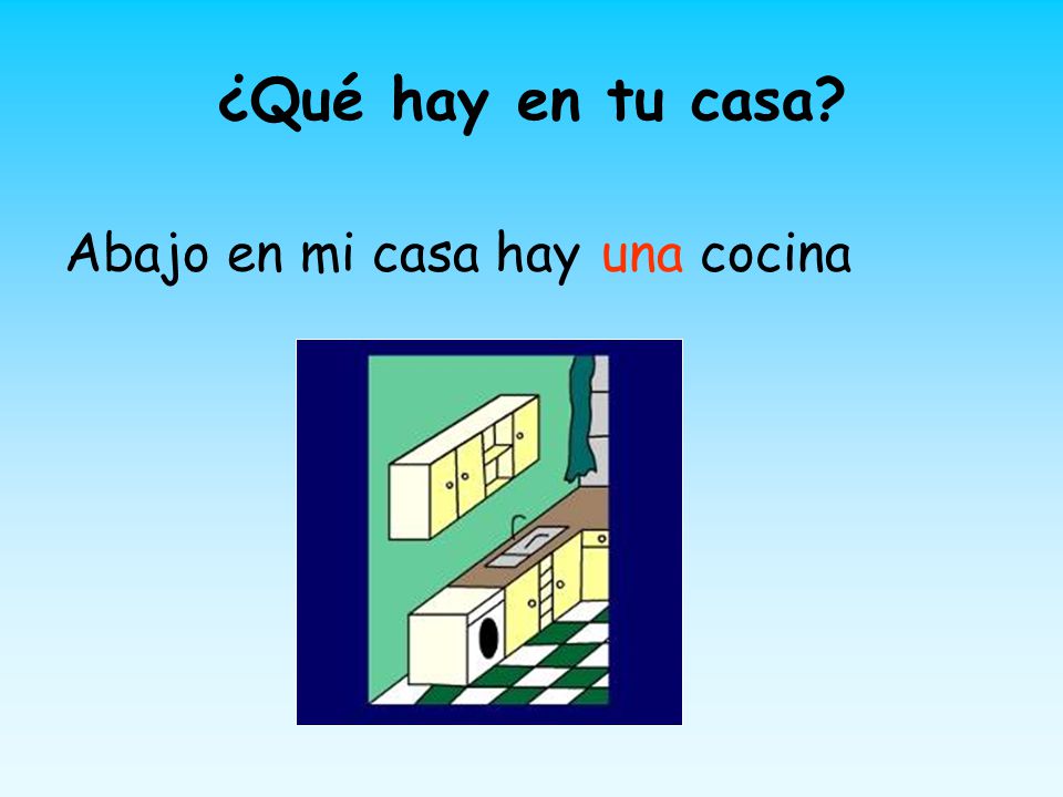 ¿Qué hay en tu casa Abajo en mi casa hay una cocina
