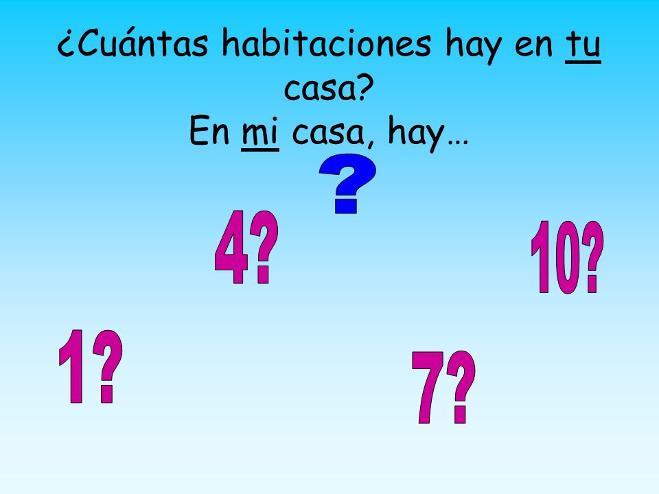 ¿Cuántas habitaciones hay en tu casa En mi casa, hay…