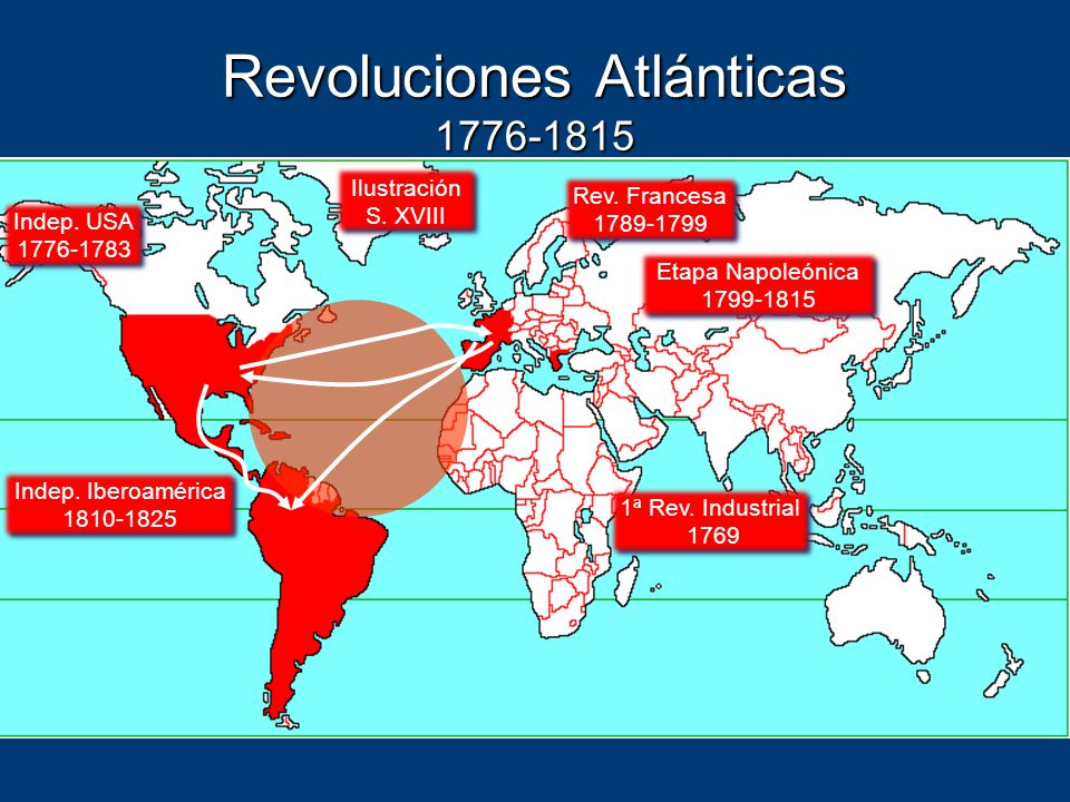 Resultado de imagen para mapa de las revoluciones del siglo XVIII