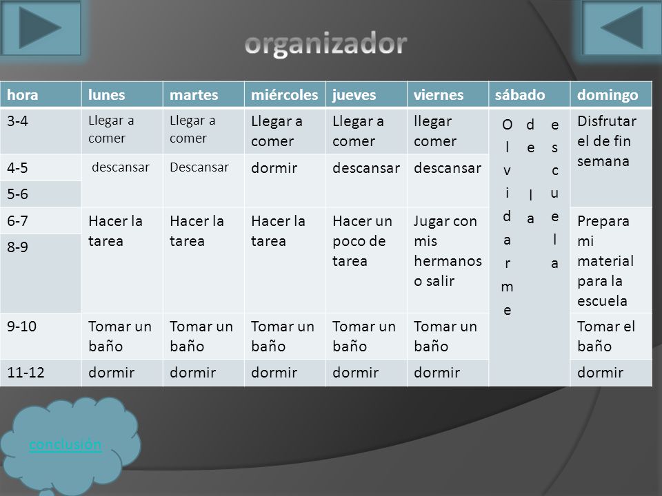 organizador hora lunes martes miércoles jueves viernes sábado domingo