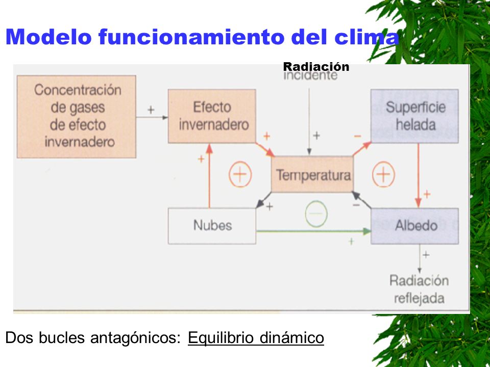 Modelo funcionamiento del clima Dos bucles antagónicos: Equilibrio dinámico