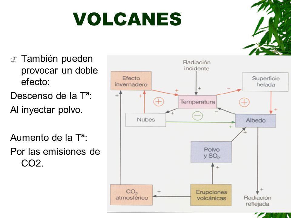 VOLCANES También pueden provocar un doble efecto: Descenso de la Tª:
