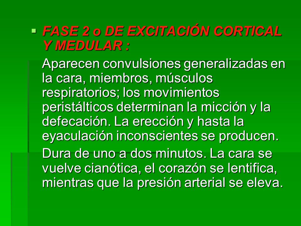 FASE 2 o DE EXCITACIÓN CORTICAL Y MEDULAR :