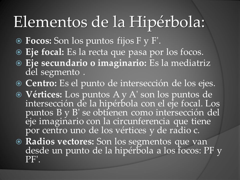 Elementos de la Hipérbola: