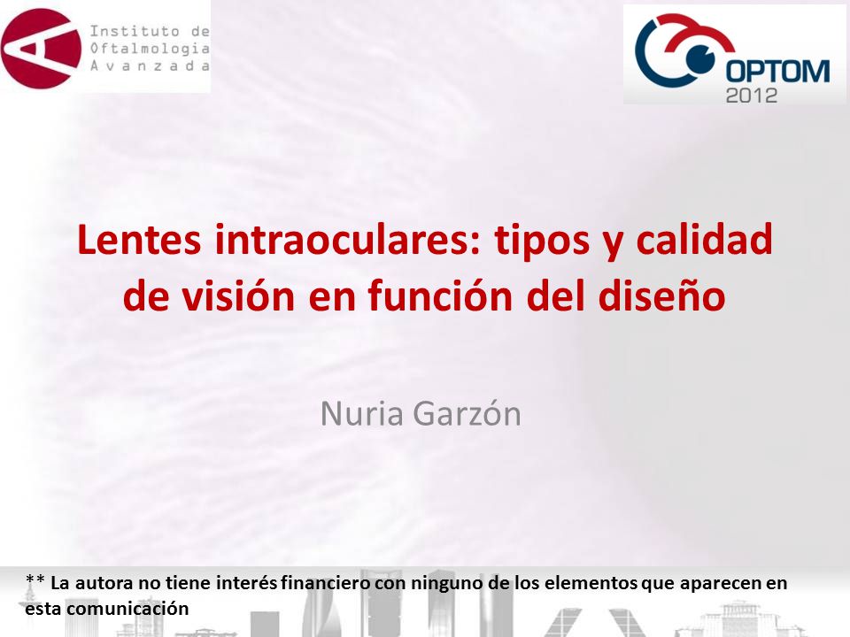 Lentes intraoculares: tipos y calidad de visión en función del diseño