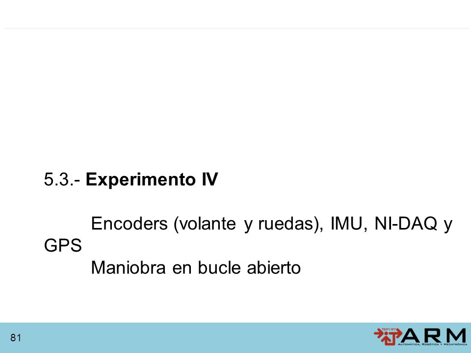 5.3.- Experimento IV Encoders (volante y ruedas), IMU, NI-DAQ y GPS Maniobra en bucle abierto