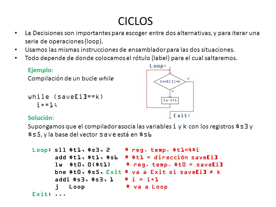 CICLOS La Decisiones son importantes para escoger entre dos alternativas, y para iterar una serie de operaciones (loop).