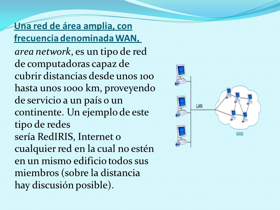 Una red de área amplia, con frecuencia denominada WAN,