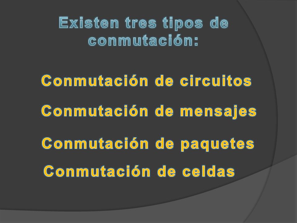Existen tres tipos de conmutación: