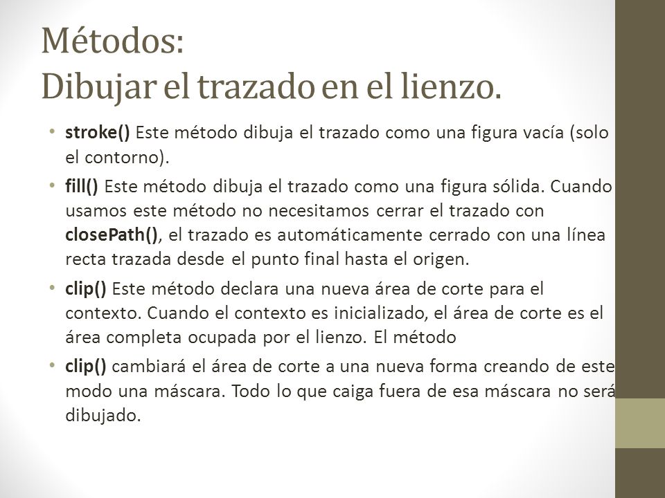 Métodos: Dibujar el trazado en el lienzo.