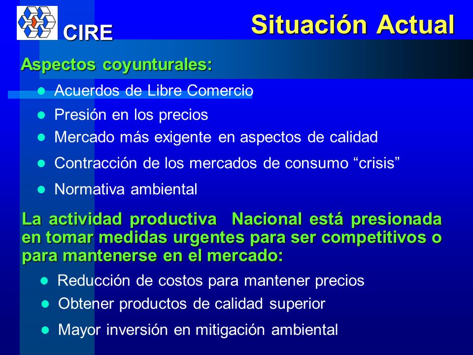 Situación Actual CIRE Aspectos coyunturales: