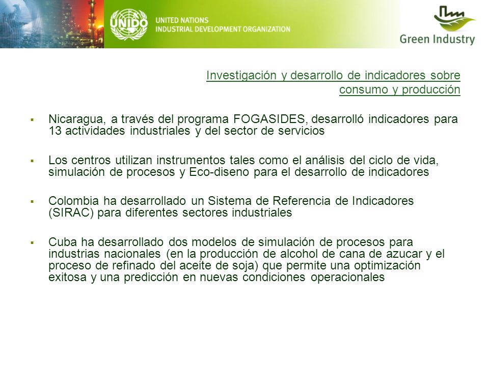 Investigación y desarrollo de indicadores sobre consumo y producción
