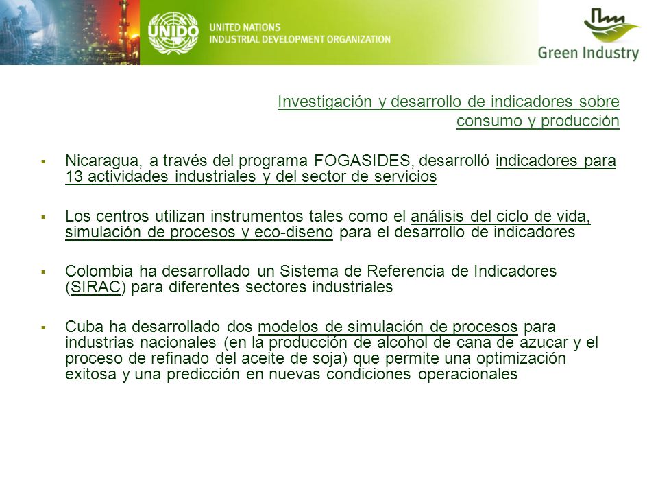 Investigación y desarrollo de indicadores sobre consumo y producción