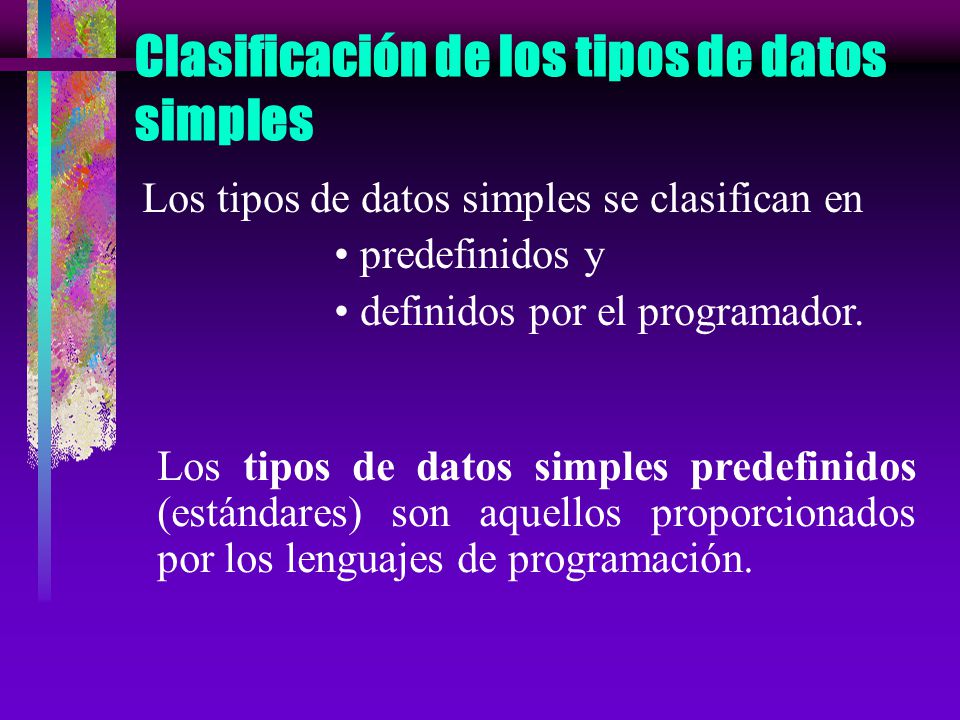 Clasificación de los tipos de datos simples