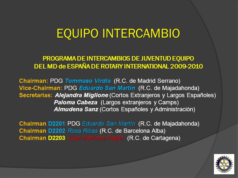 EQUIPO INTERCAMBIO PROGRAMA DE INTERCAMBIOS DE JUVENTUD EQUIPO