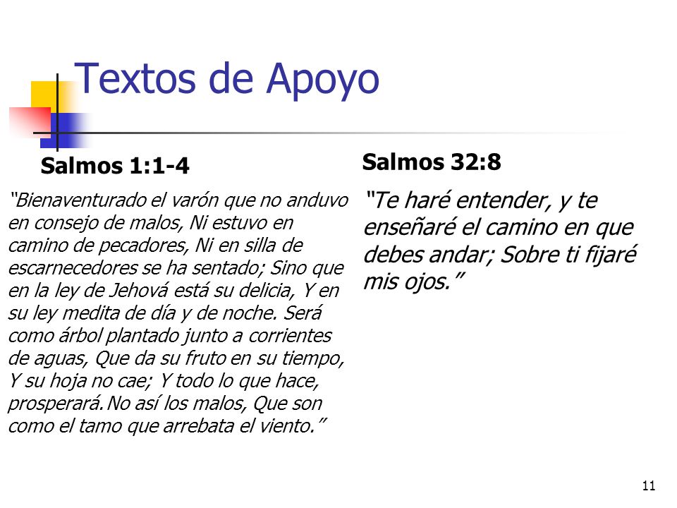 Textos de Apoyo Salmos 32:8 Salmos 1:1-4