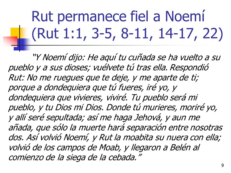Rut permanece fiel a Noemí (Rut 1:1, 3-5, 8-11, 14-17, 22)