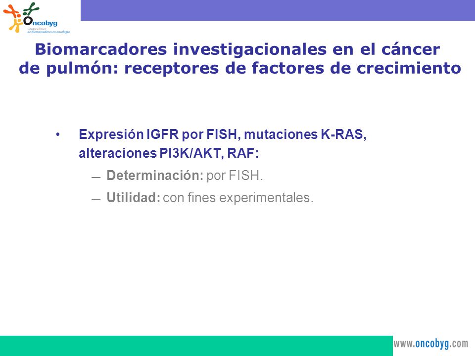 Biomarcadores investigacionales en el cáncer de pulmón: receptores de factores de crecimiento