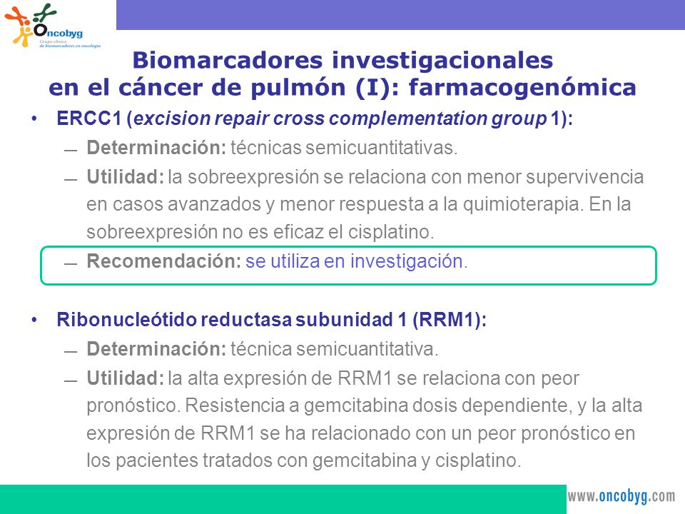 Biomarcadores investigacionales en el cáncer de pulmón (I): farmacogenómica