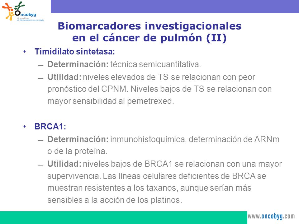 Biomarcadores investigacionales en el cáncer de pulmón (II)