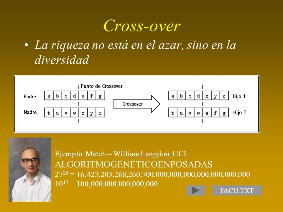 Cross-over La riqueza no está en el azar, sino en la diversidad