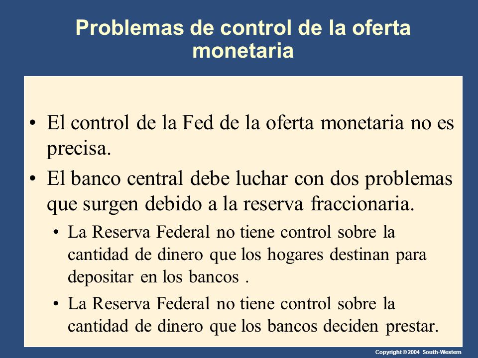 Problemas de control de la oferta monetaria