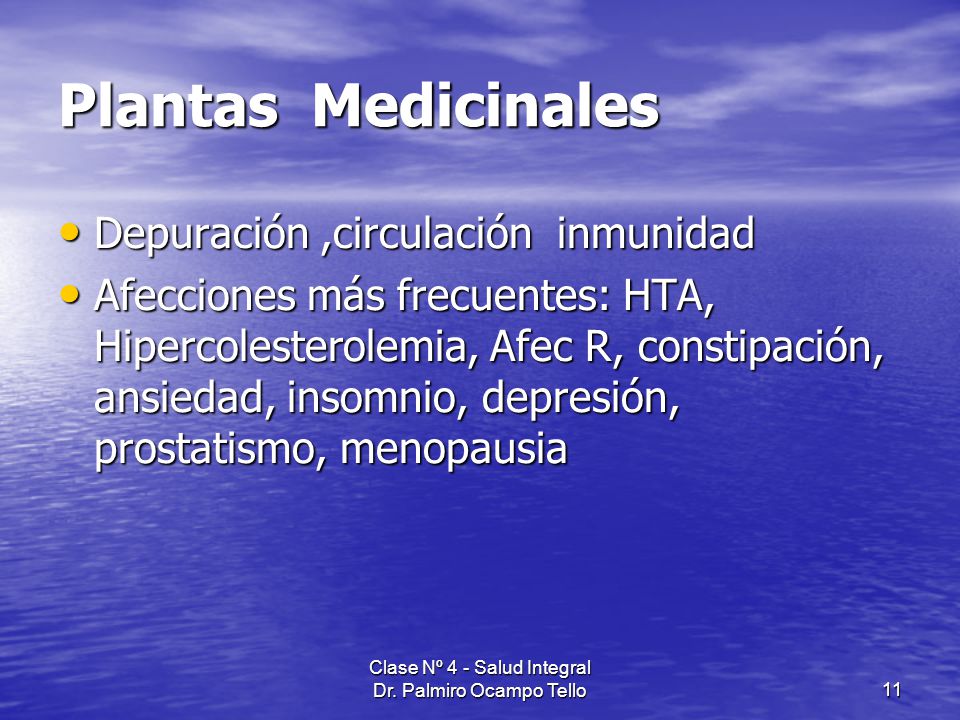 Clase Nº 4 - Salud Integral Dr. Palmiro Ocampo Tello