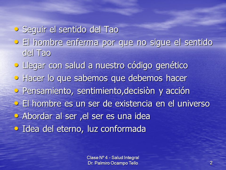Clase Nº 4 - Salud Integral Dr. Palmiro Ocampo Tello
