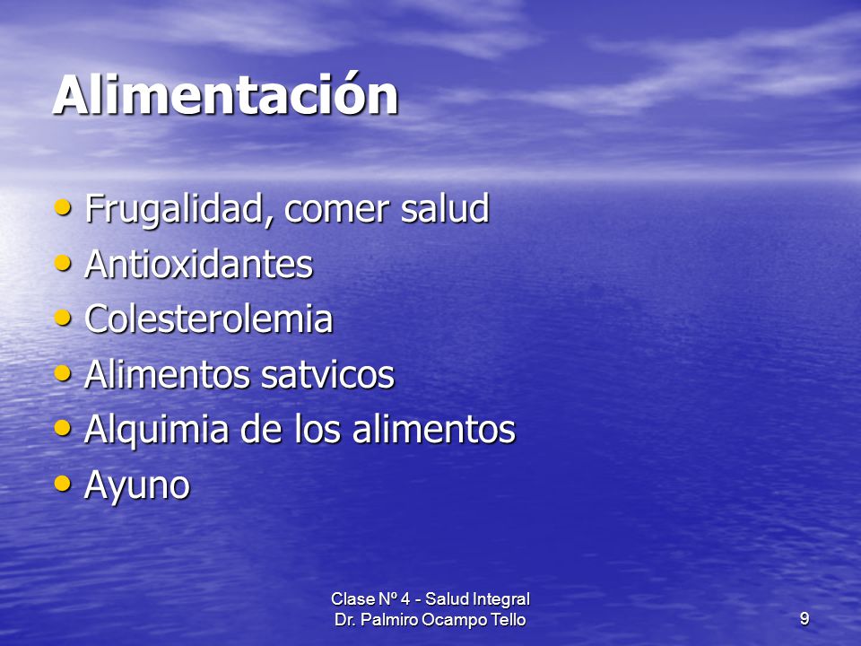 Clase Nº 4 - Salud Integral Dr. Palmiro Ocampo Tello