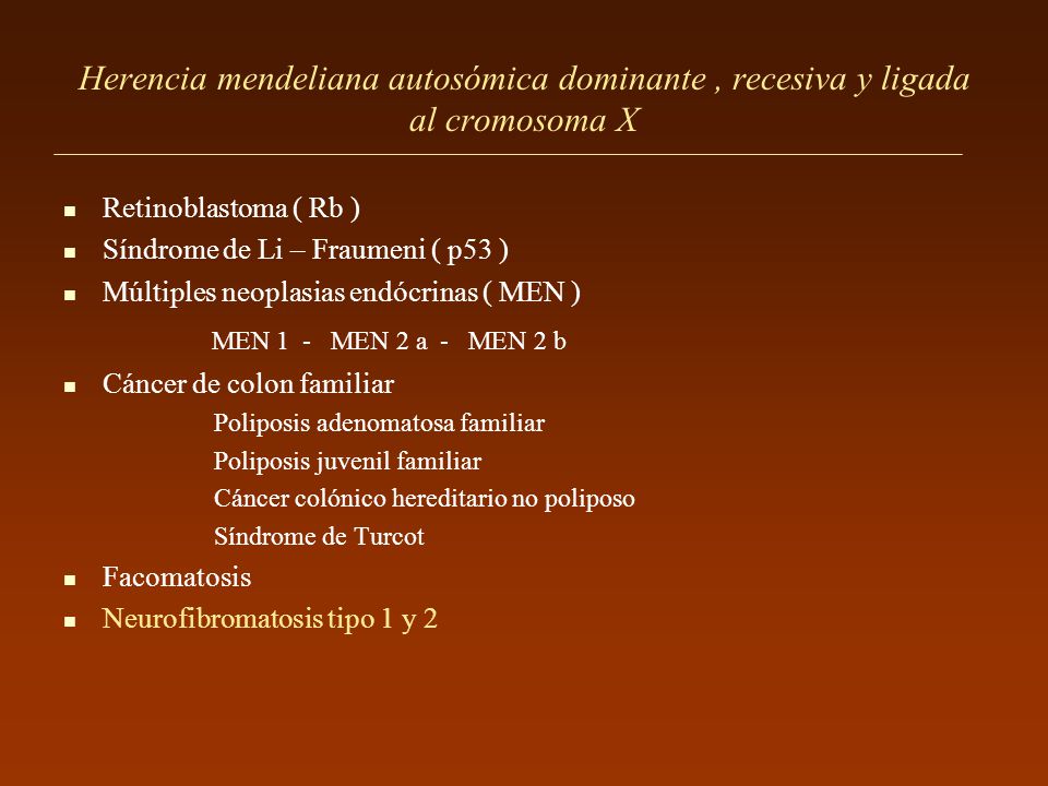 Herencia mendeliana autosómica dominante , recesiva y ligada al cromosoma X