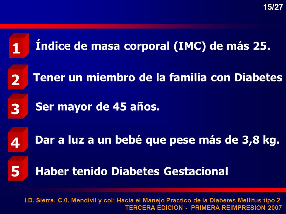 Índice de masa corporal (IMC) de más 25.