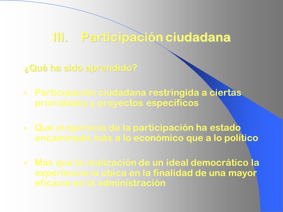 III. Participación ciudadana