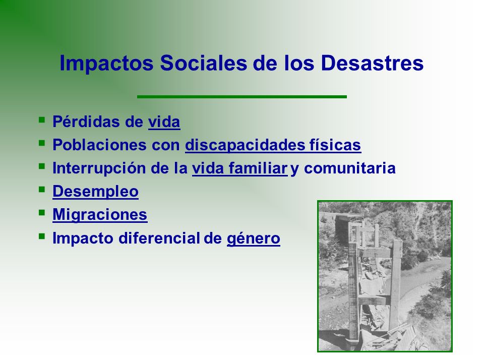 Impactos Sociales de los Desastres