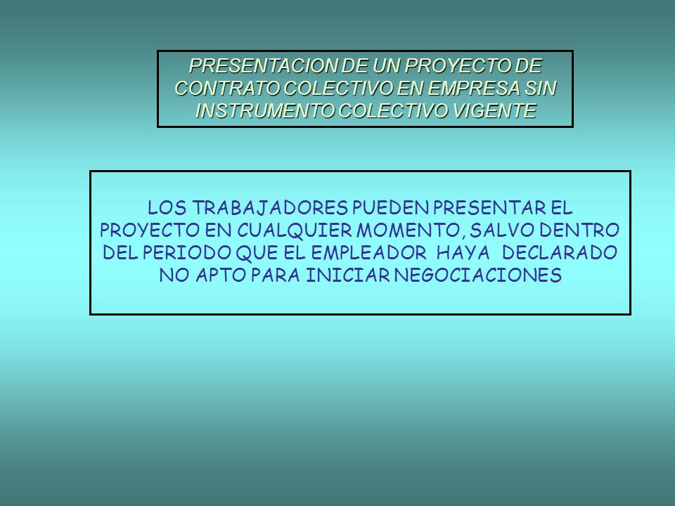 PRESENTACION DE UN PROYECTO DE CONTRATO COLECTIVO EN EMPRESA SIN INSTRUMENTO COLECTIVO VIGENTE