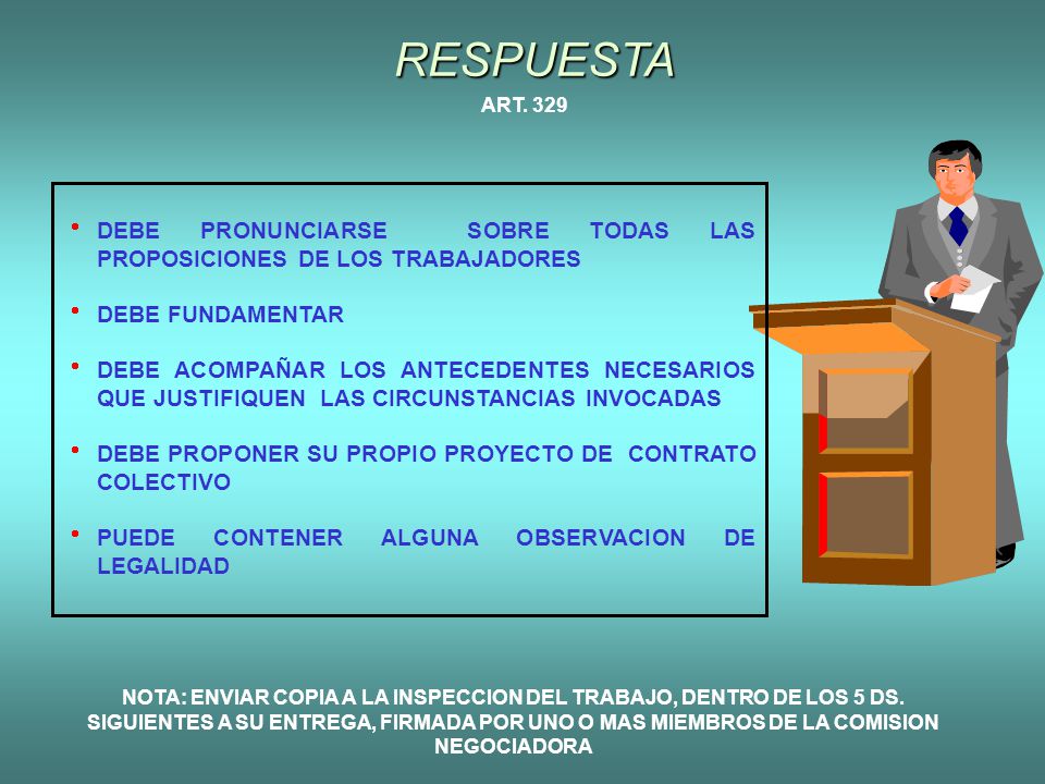 RESPUESTA ART DEBE PRONUNCIARSE SOBRE TODAS LAS PROPOSICIONES DE LOS TRABAJADORES. DEBE FUNDAMENTAR.