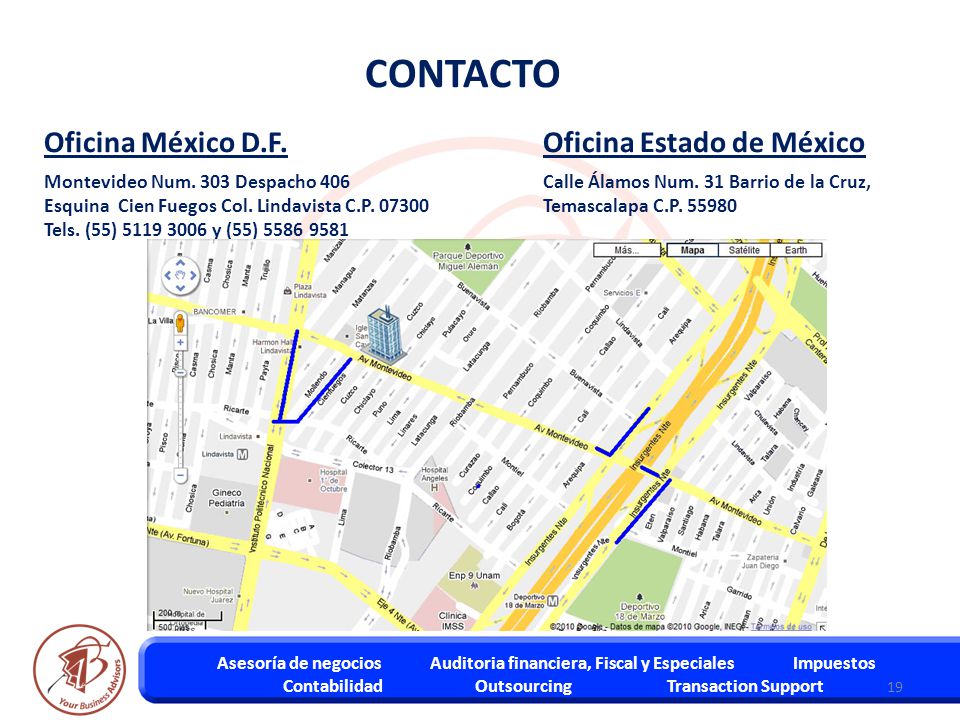 CONTACTO Oficina México D.F. Oficina Estado de México