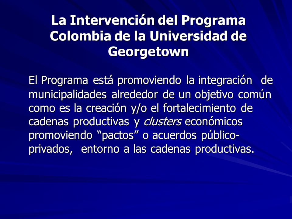 La Intervención del Programa Colombia de la Universidad de Georgetown