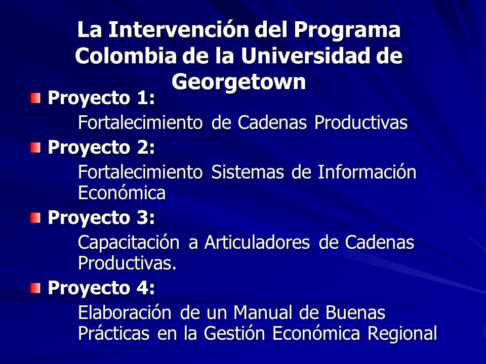 La Intervención del Programa Colombia de la Universidad de Georgetown