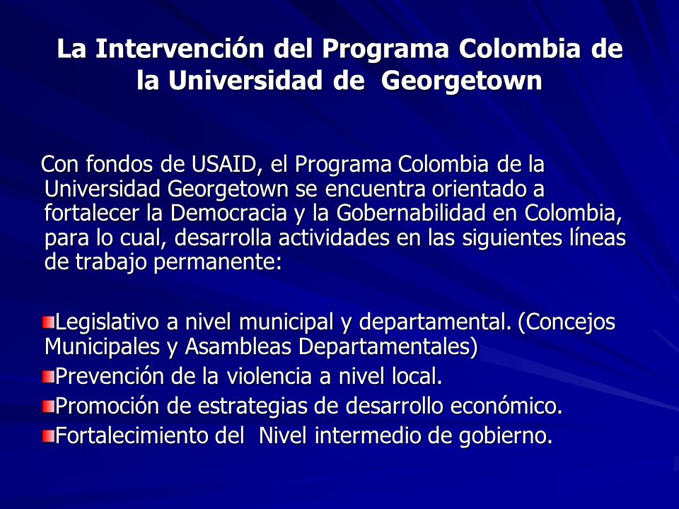 La Intervención del Programa Colombia de la Universidad de Georgetown