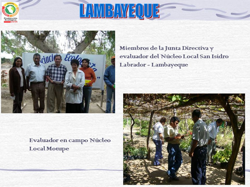 LAMBAYEQUE Miembros de la Junta Directiva y evaluador del Núcleo Local San Isidro Labrador - Lambayeque.
