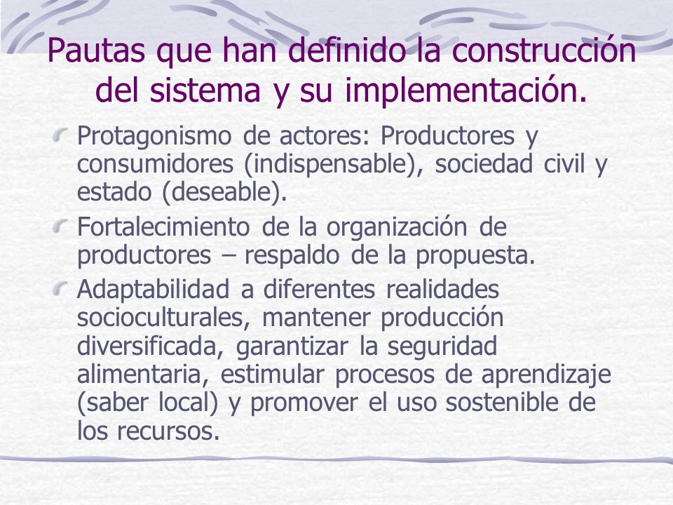 Pautas que han definido la construcción del sistema y su implementación.