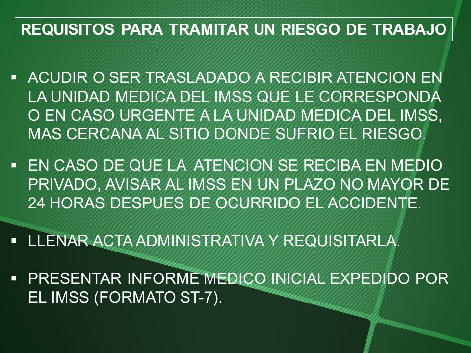REQUISITOS PARA TRAMITAR UN RIESGO DE TRABAJO