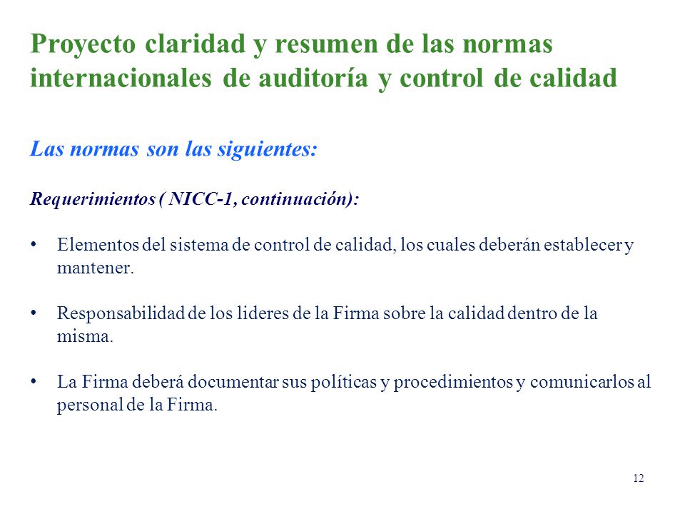 Proyecto claridad y resumen de las normas internacionales de auditoría y control de calidad