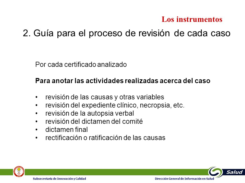 2. Guía para el proceso de revisión de cada caso