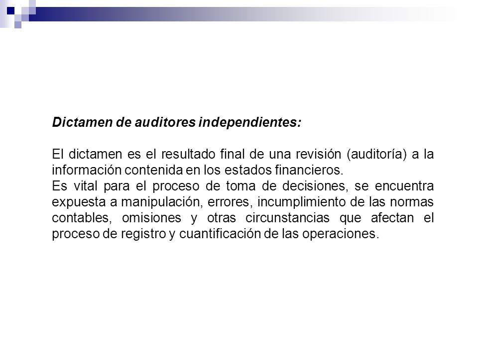 Dictamen de auditores independientes: