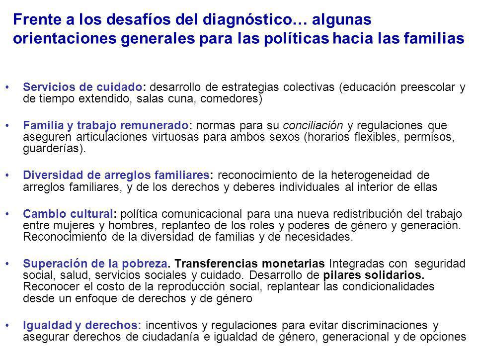 Frente a los desafíos del diagnóstico… algunas orientaciones generales para las políticas hacia las familias